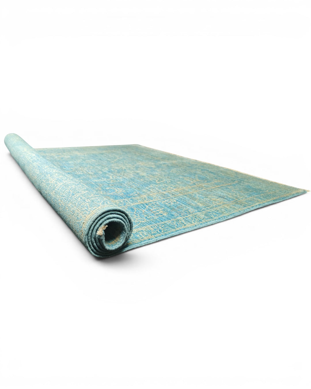 Turquoise Floral Ghazni, Hand-Knotted Afghan Wool &amp; Silk Rug