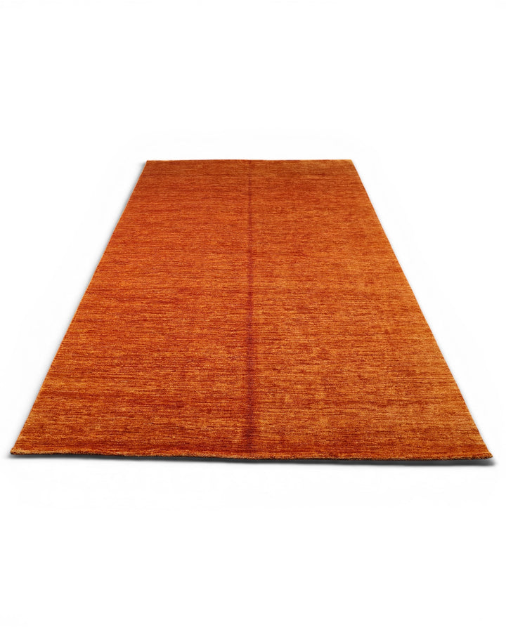 Rust Orange Plain Ghazni, Hand-Knotted Afghan Wool Rug