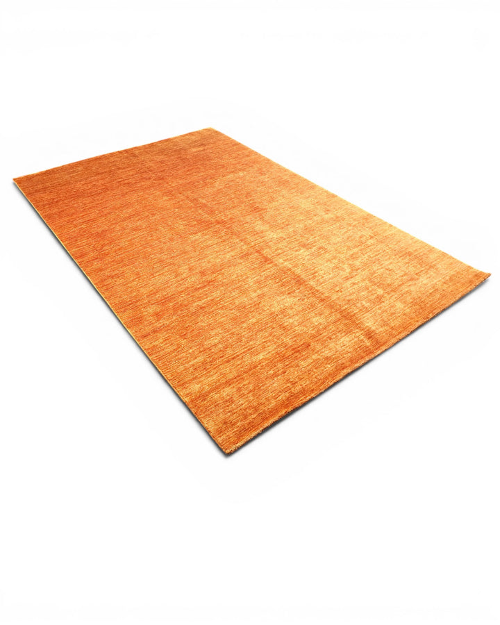 Rust Orange Plain Ghazni, Hand-Knotted Afghan Wool Rug