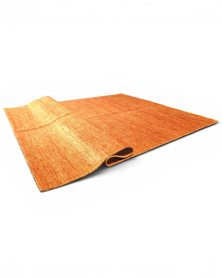 Rust Orange Plain Ghazni, Hand-Knotted Afghan Wool Rug