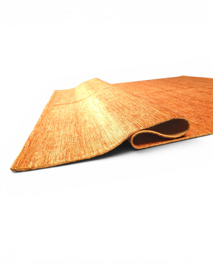 Rust Orange Plain Ghazni, Hand-Knotted Afghan Wool Rug