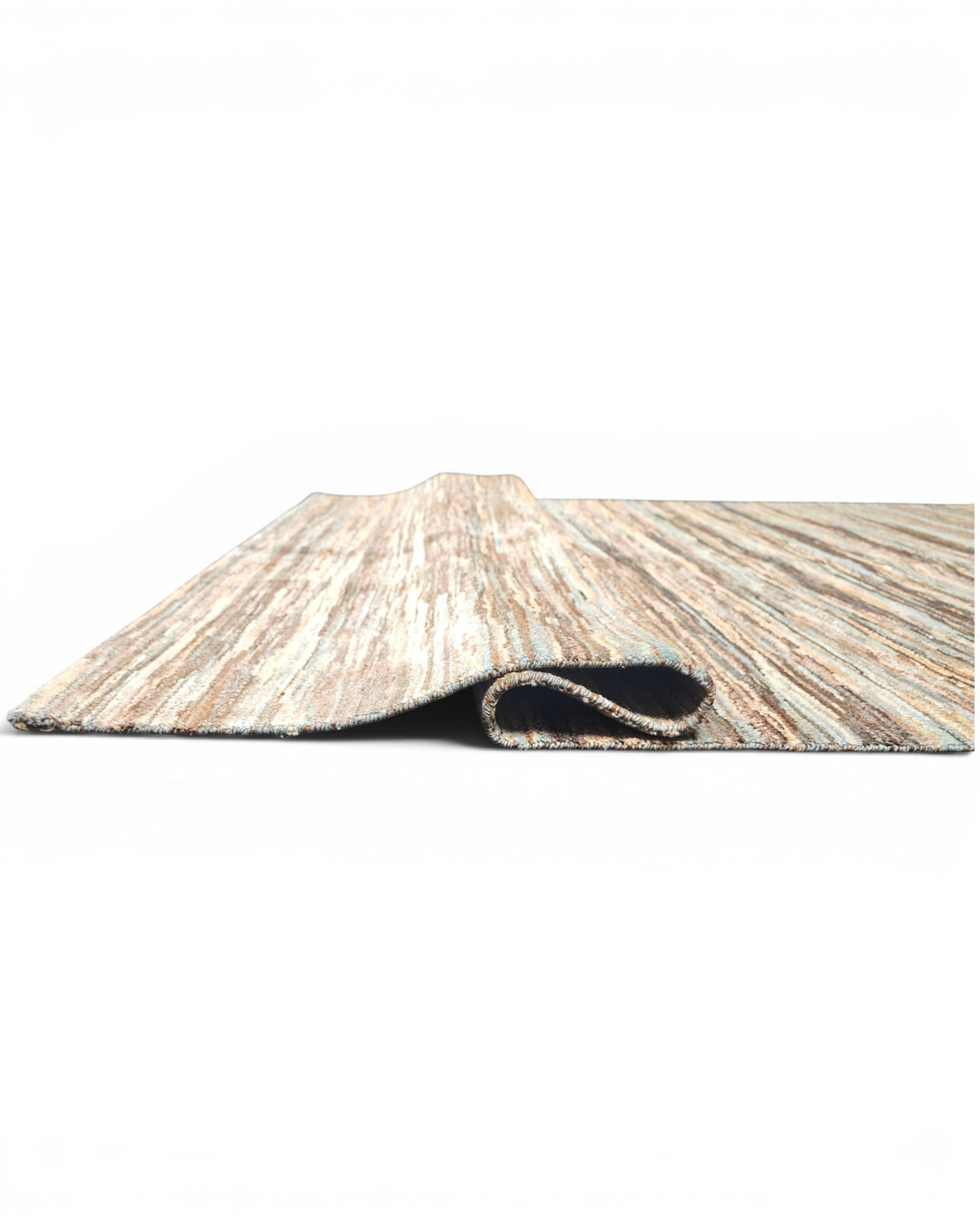 Variegated Teal &amp; Brown Stripe Ghazni, Hand-Knotted Afghan Wool Rug