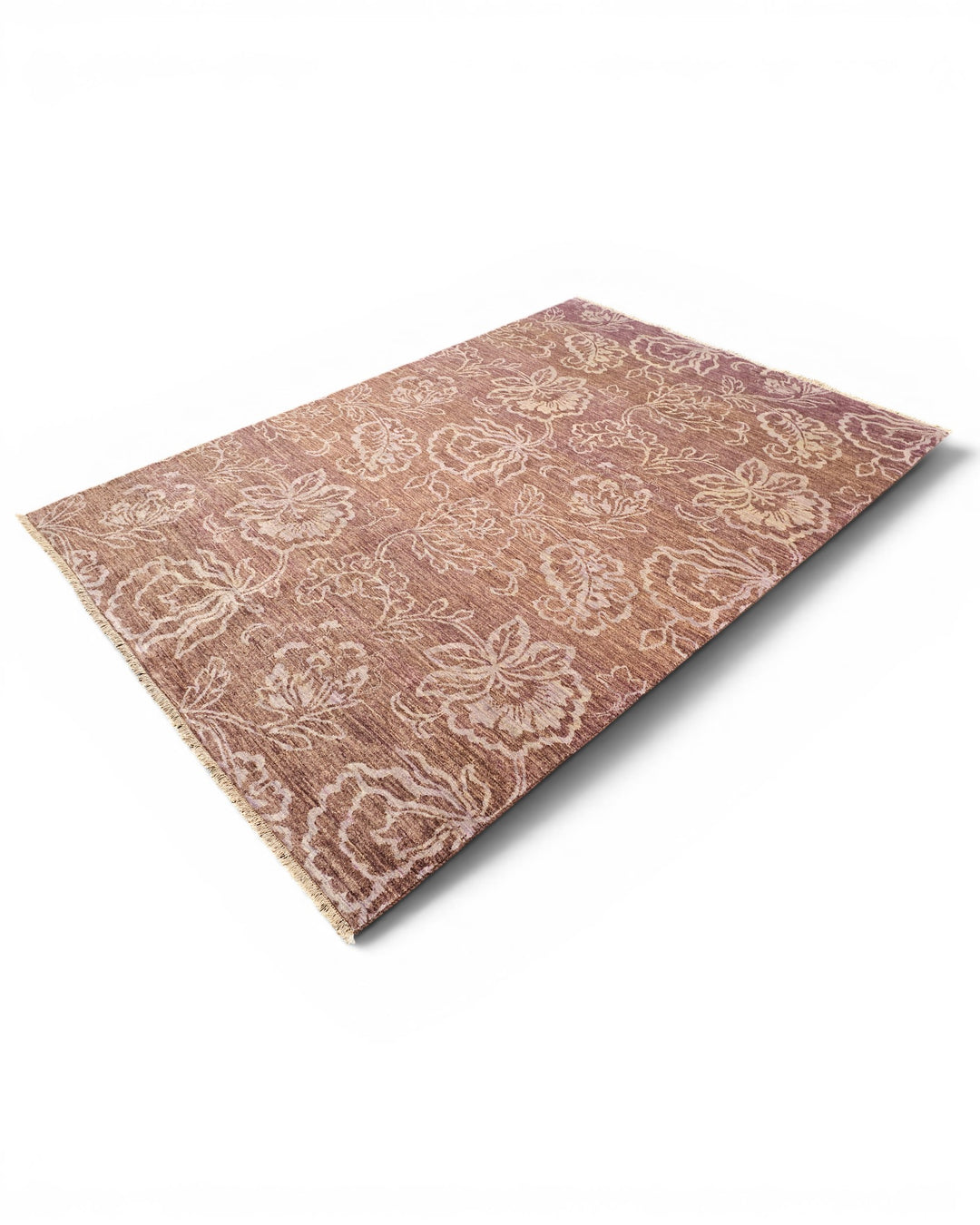 Brown Tonal Floral Ghazni, Hand-Knotted Afghan Wool Rug