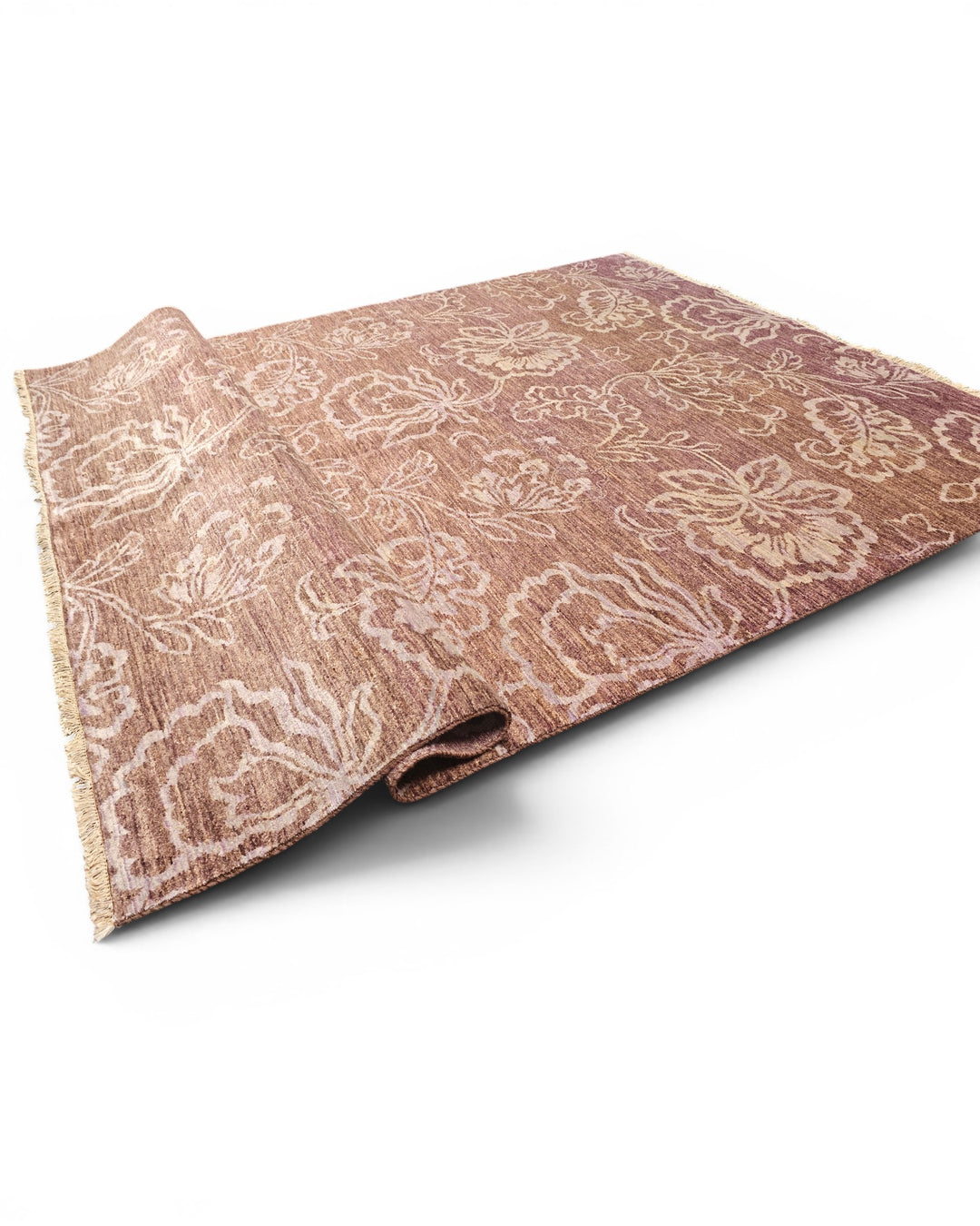 Brown Tonal Floral Ghazni, Hand-Knotted Afghan Wool Rug