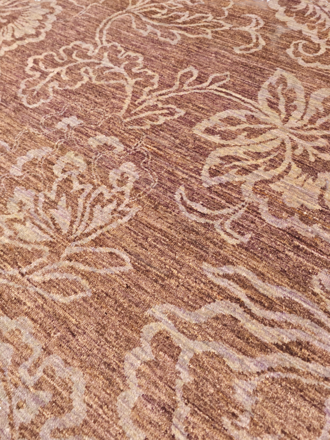 Brown Tonal Floral Ghazni, Hand-Knotted Afghan Wool Rug