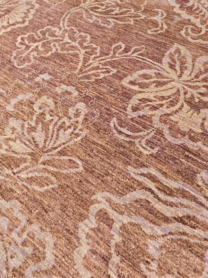 Brown Tonal Floral Ghazni, Hand-Knotted Afghan Wool Rug
