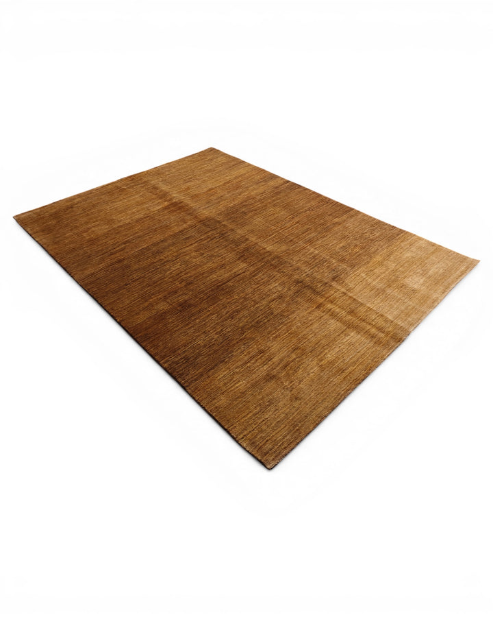 Golden Brown Plain Ghazni, Hand-Knotted Afghan Wool Rug