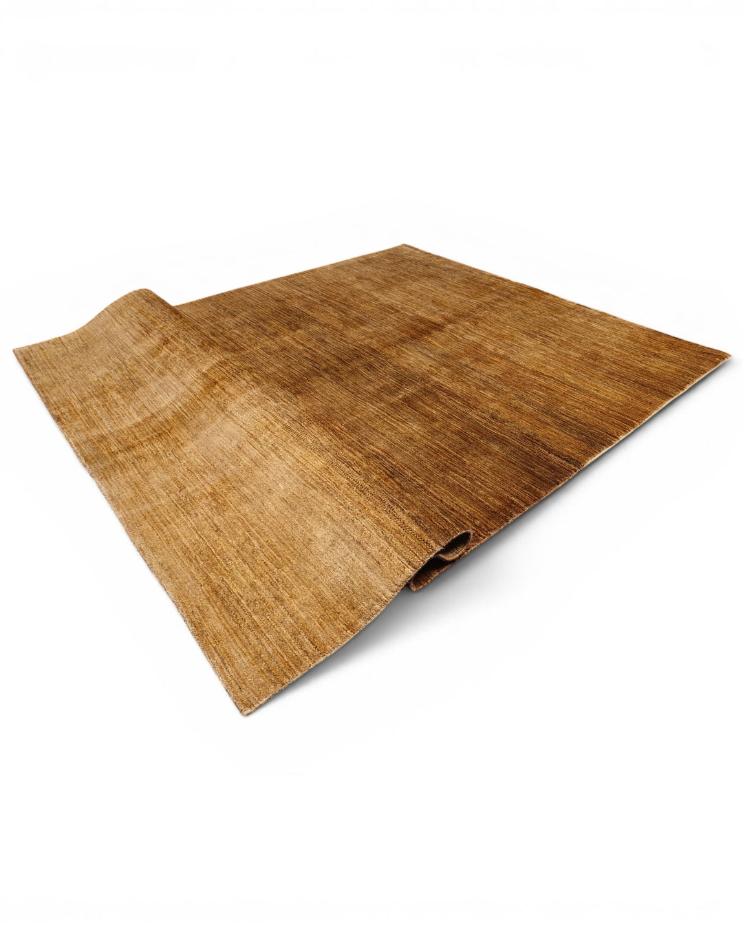 Golden Brown Plain Ghazni, Hand-Knotted Afghan Wool Rug