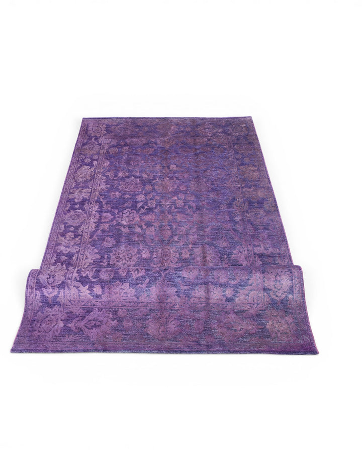 Purple Floral Ghazni, Hand-Knotted Afghan Wool &amp; Silk Rug