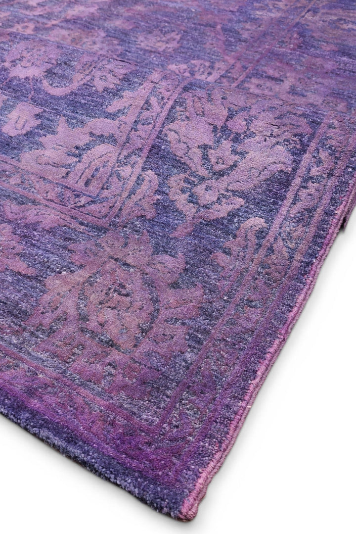 Purple Floral Ghazni, Hand-Knotted Afghan Wool &amp; Silk Rug