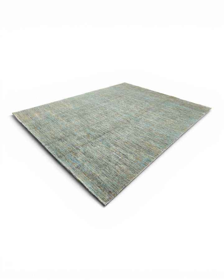 Sea-Green Variegated Ghazni, Hand-Knotted Afghan Wool Rug