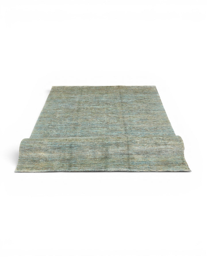 Sea-Green Variegated Ghazni, Hand-Knotted Afghan Wool Rug