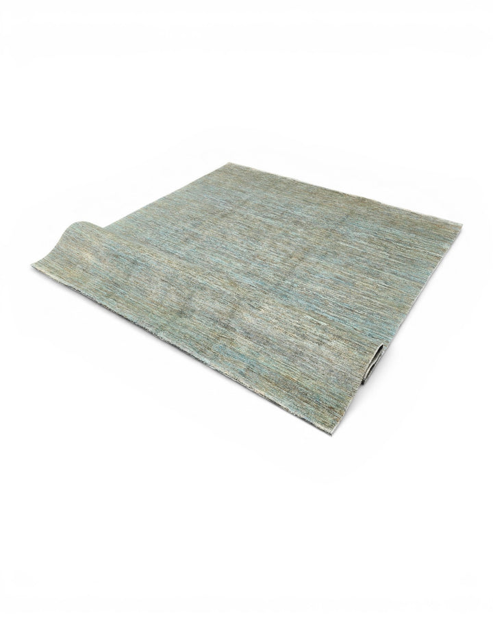 Sea-Green Variegated Ghazni, Hand-Knotted Afghan Wool Rug