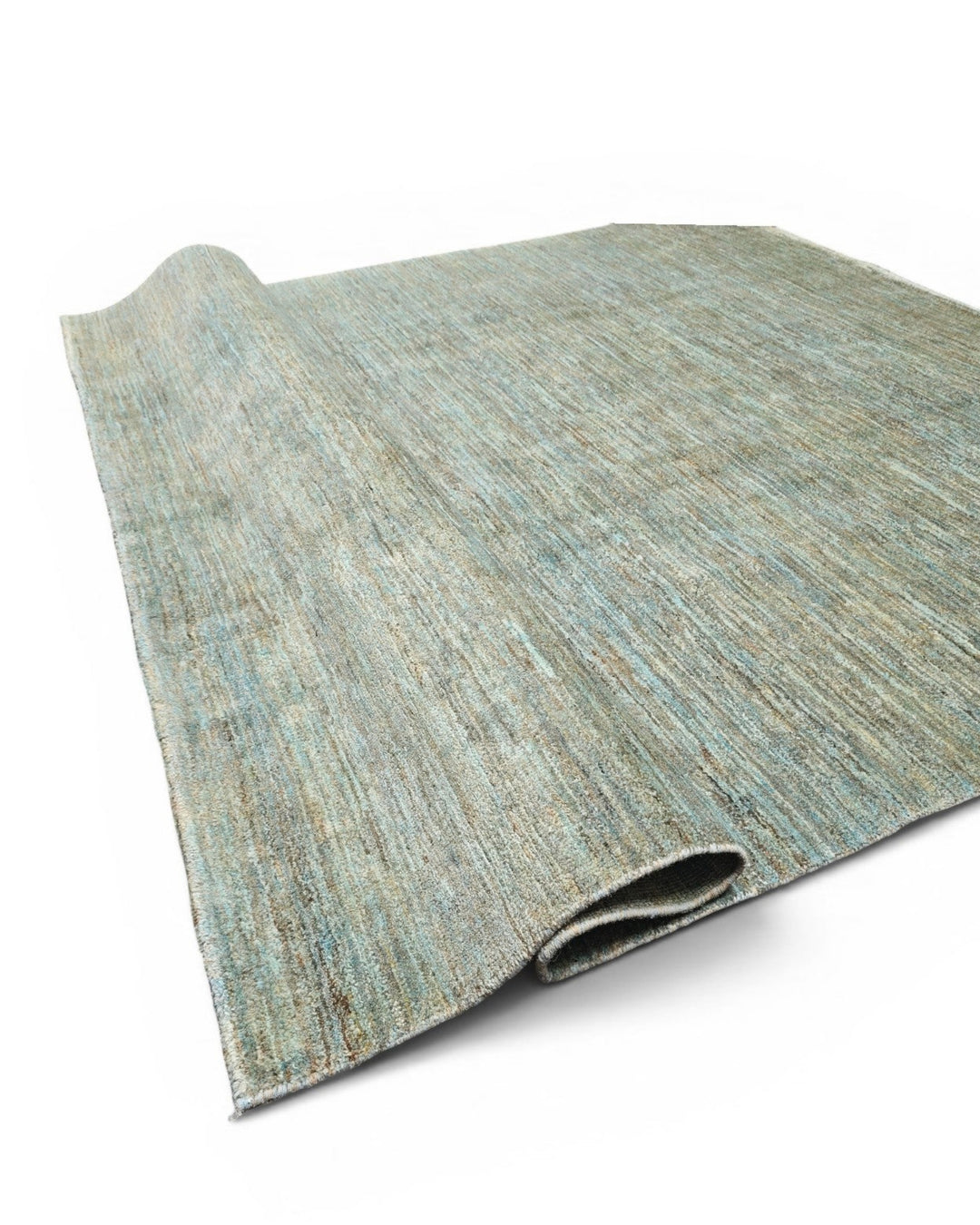 Sea-Green Variegated Ghazni, Hand-Knotted Afghan Wool Rug