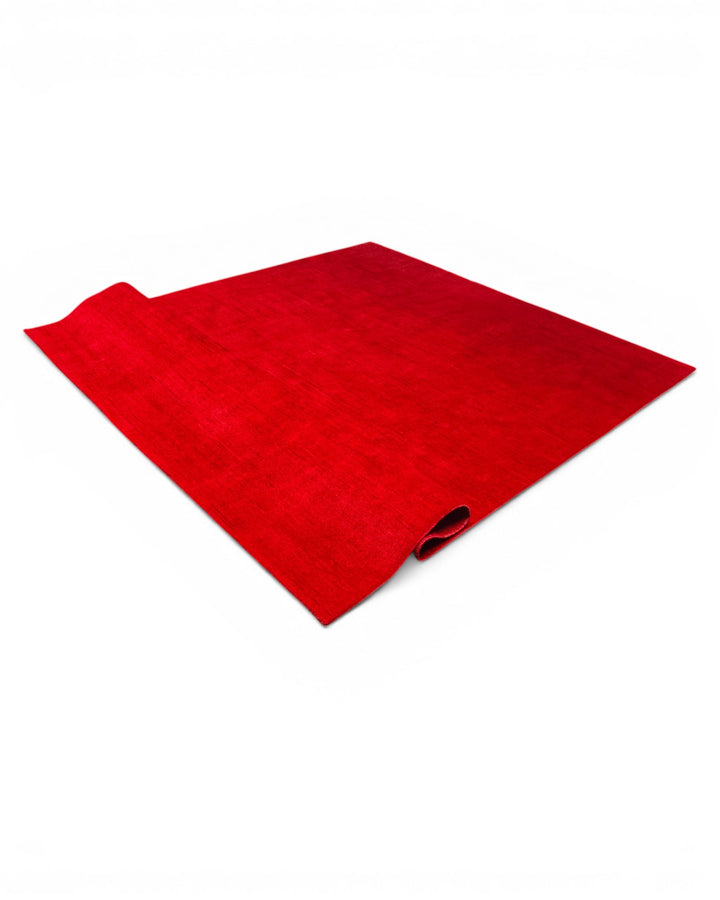 Crimson Red Plain Ghazni, Hand-Knotted Afghan Wool Rug