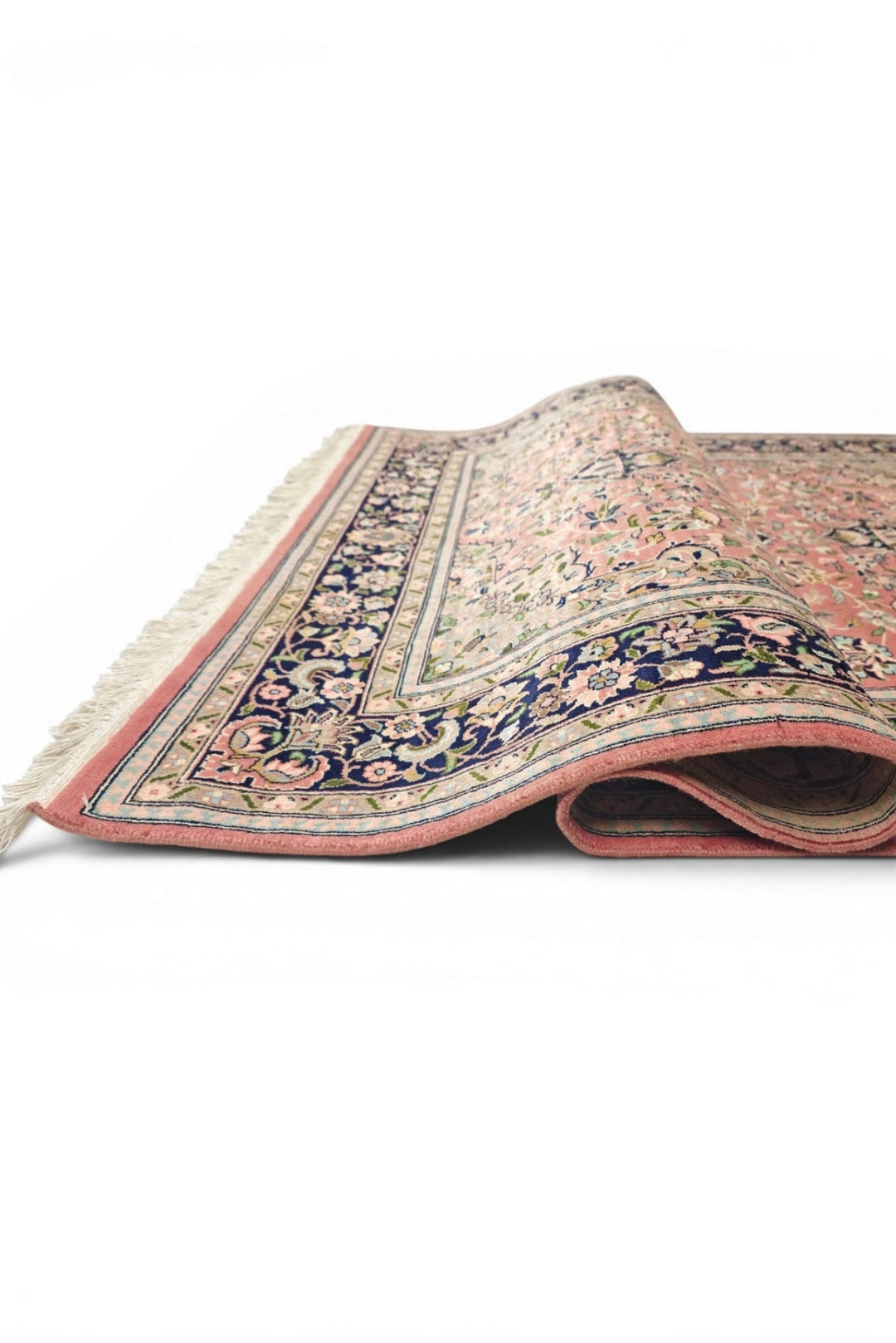 Rose Tabriz Medallion, Hand-Knotted Pakistani Wool Rug
