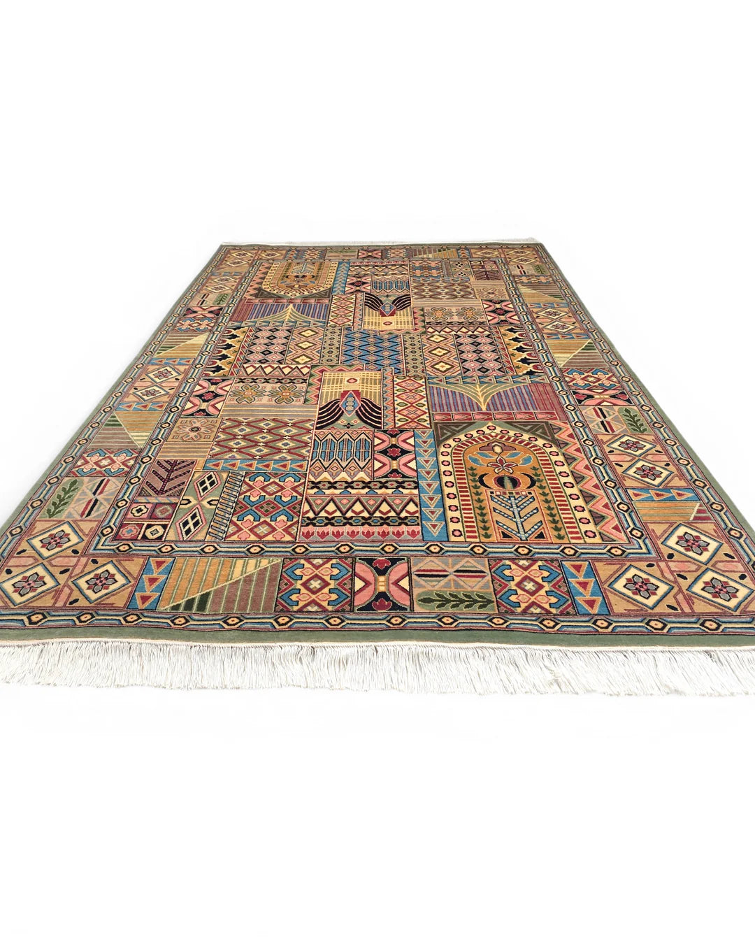 Bakhtiari Garden Panel, Hand-Knotted Pakistani Wool Rug