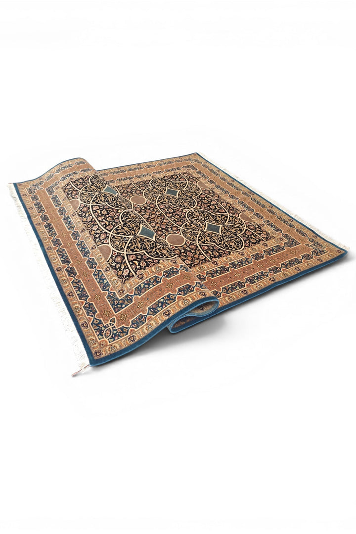 Camel Arabesque Lattice, Hand-Knotted Pakistani Wool Rug
