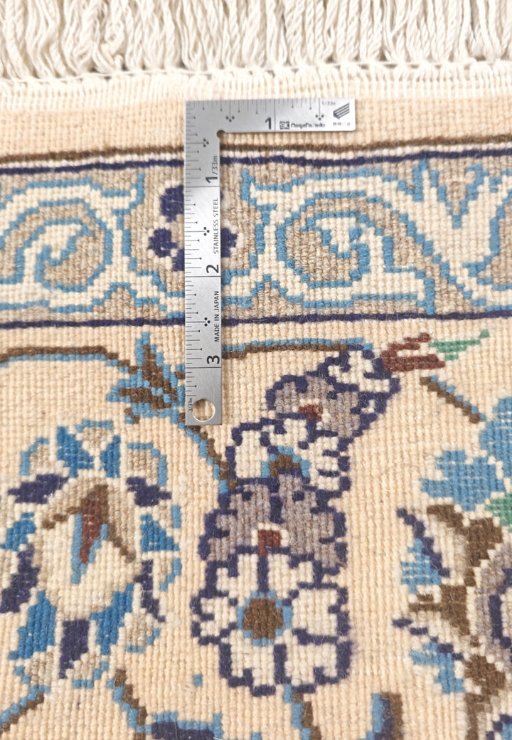 Navy &amp; Ivory Medallion Persian Nain, Hand-Knotted Wool Rug