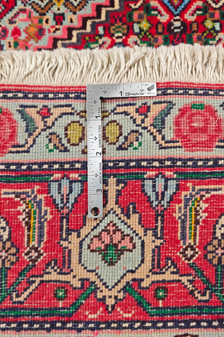 Red Mahi Medallion Persian Tabriz, Hand-Knotted Wool Rug
