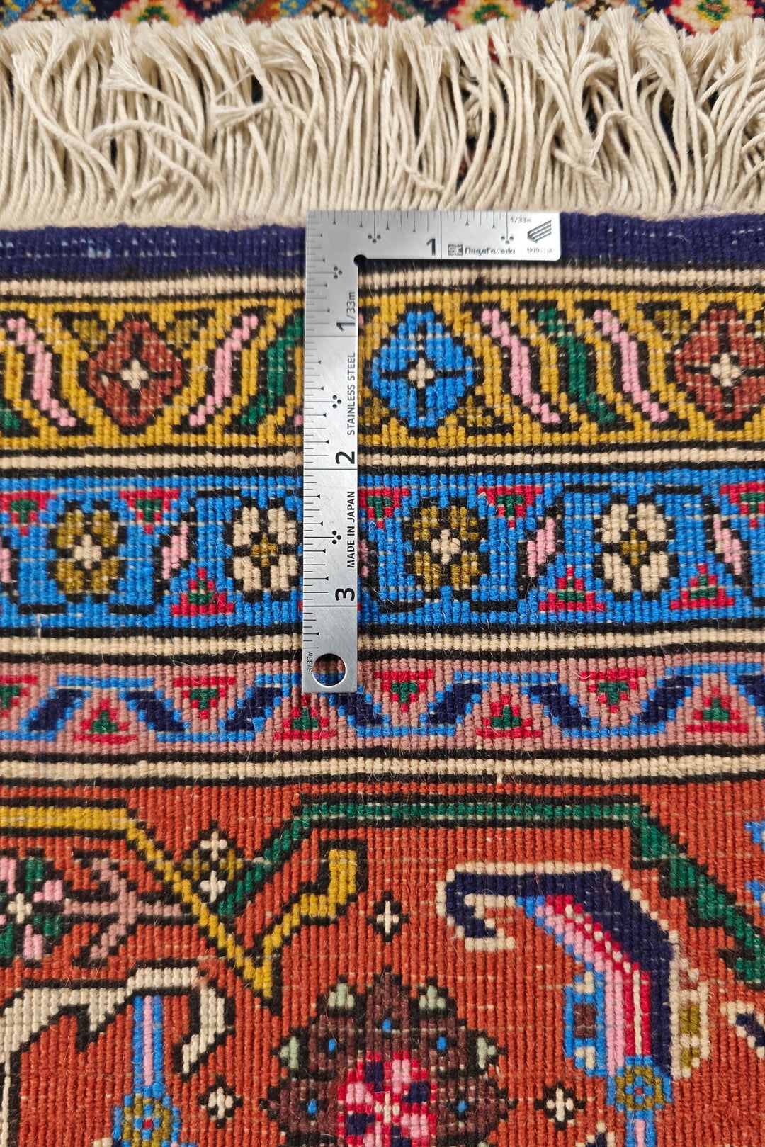 Navy Mahi Medallion Persian Ardabil, Hand-Knotted Wool Rug