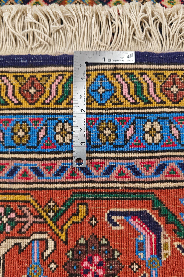 Navy Mahi Medallion Persian Ardabil, Hand-Knotted Wool Rug