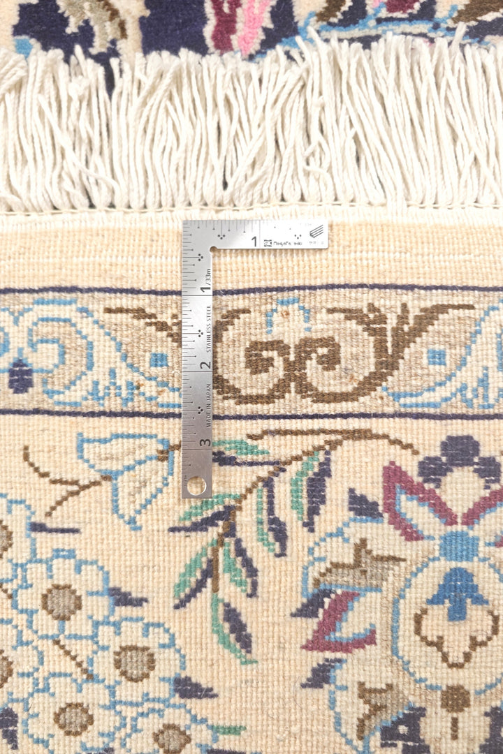 Royal-Blue Medallion Persian Nain, Hand-Knotted Wool Rug