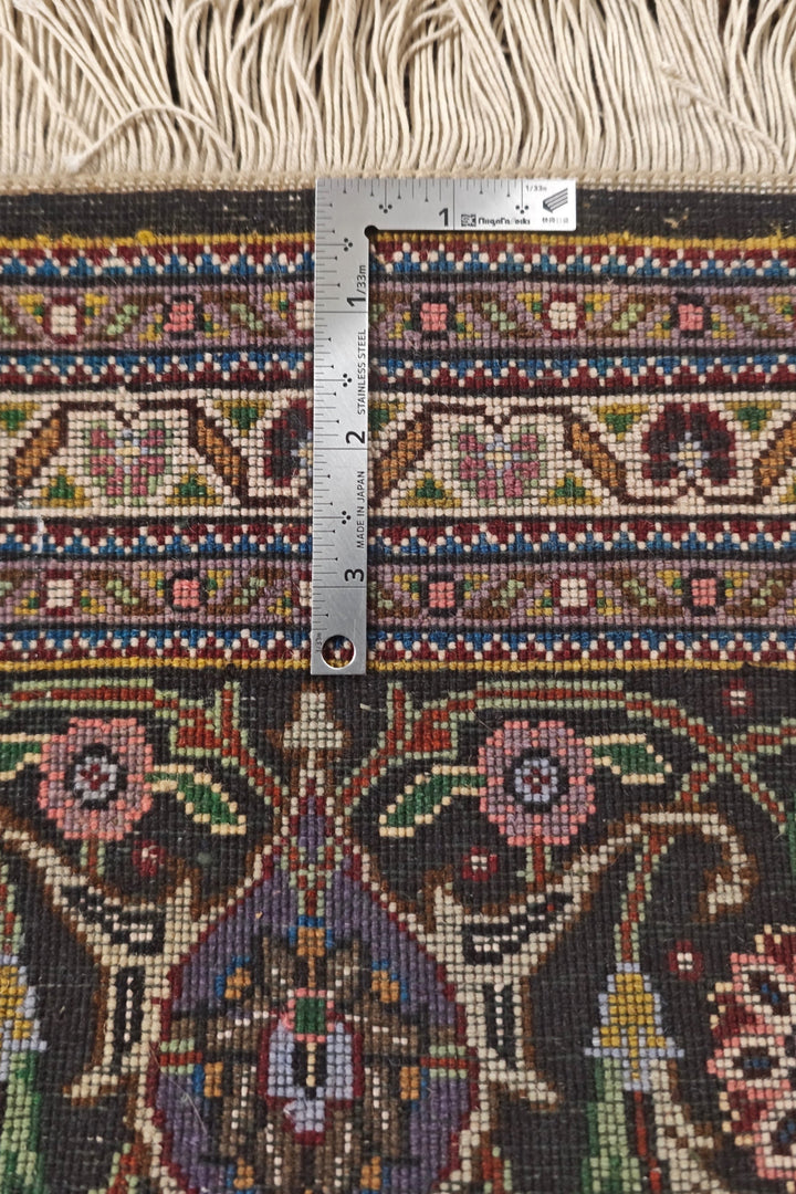 Brown Mahi Medallion Persian Tabriz, Hand-Knotted Wool Rug