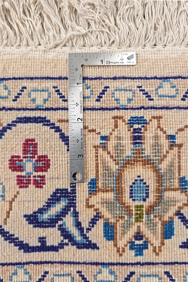 Navy Medallion Persian Nain, Hand-Knotted Wool Rug