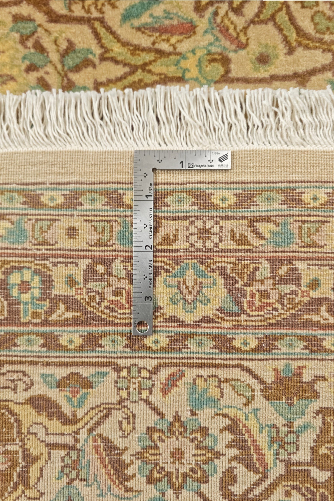 Cream and Brown Afshan Shah Abbasi, Hand-Knotted Pakistani Wool Rug