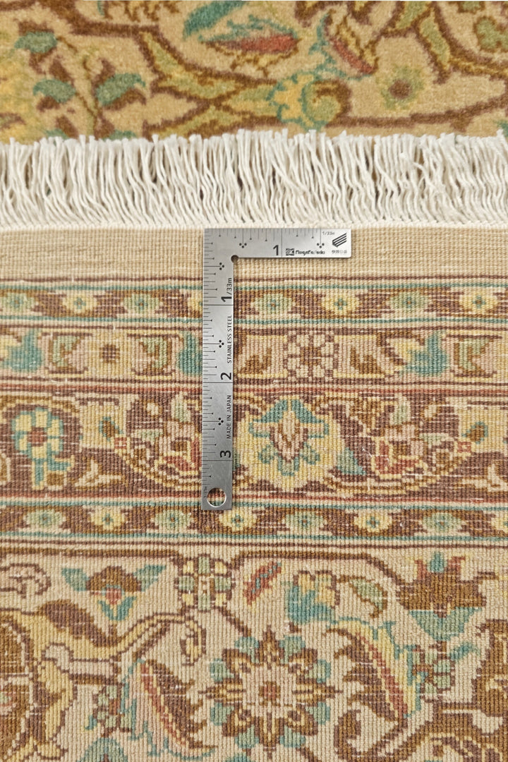 Cream and Brown Afshan Shah Abbasi, Hand-Knotted Pakistani Wool Rug