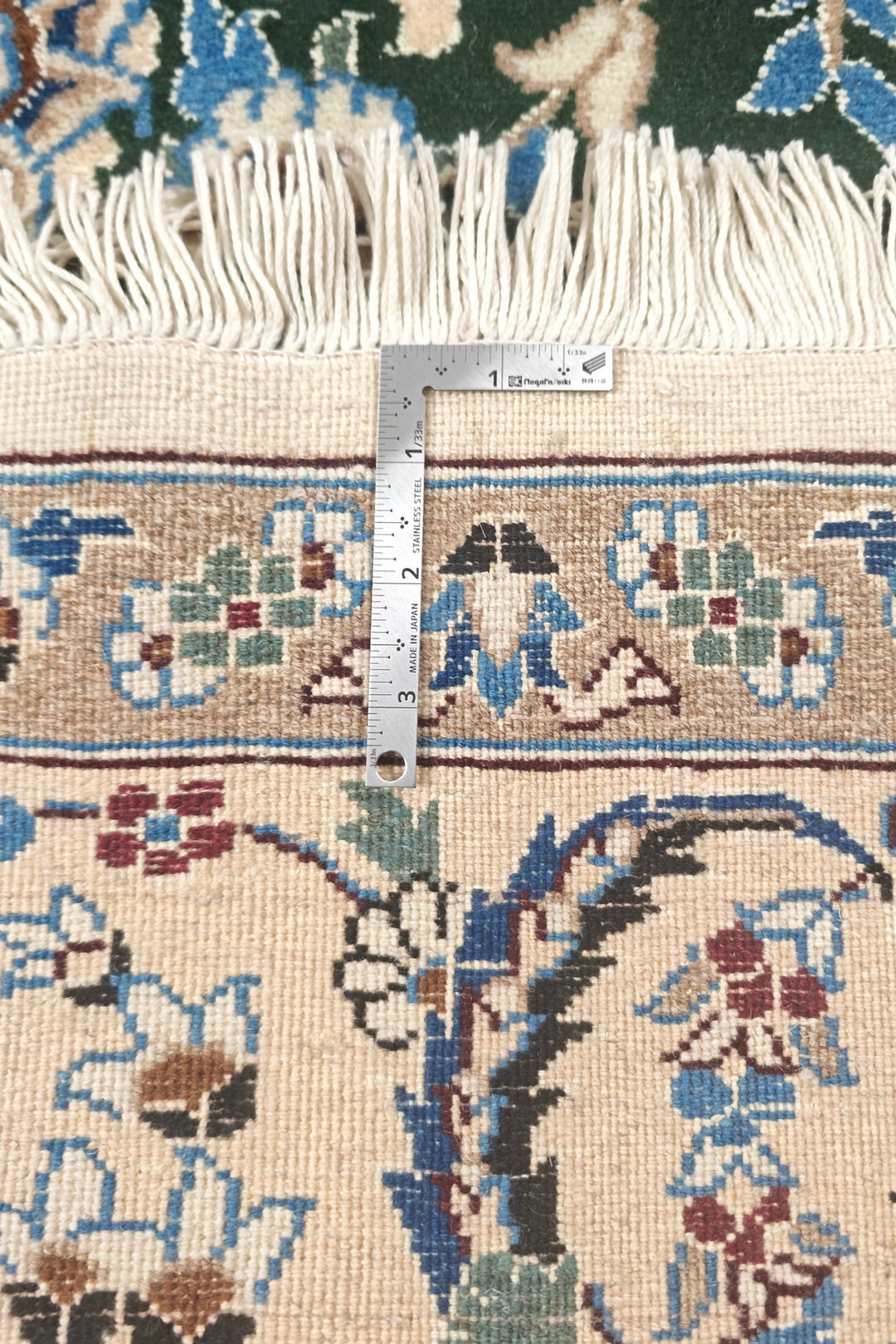 Forest-Green Medallion Persian Nain, Hand-Knotted Wool Rug