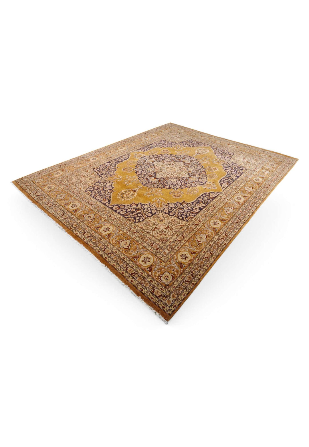 Amber and mahogany Chobi rug for a large living room, 4.5 tatami