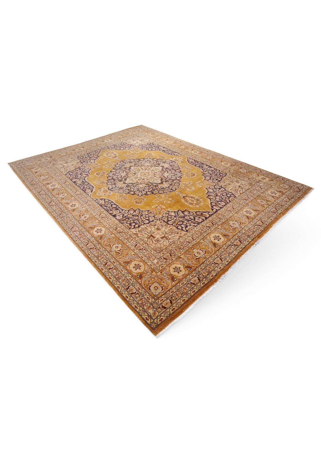 One-of-a-kind amber and mahogany medallion Chobi rug
