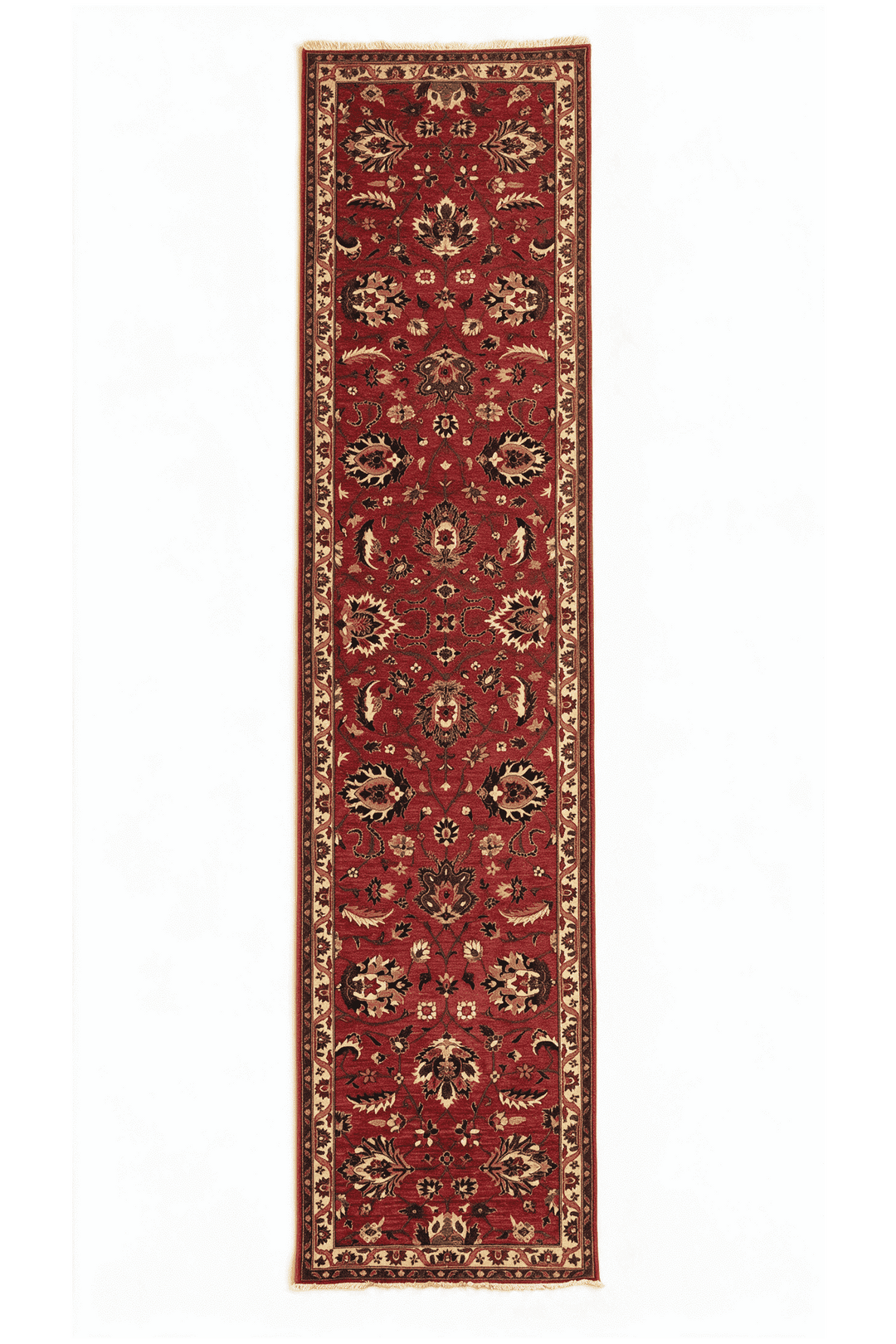Red and gold palmette Qadeem Chobi runner, 80×345cm