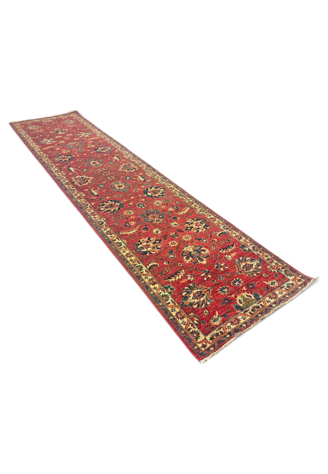 Red gold Qadeem Chobi runner 80×345cm, aged finish