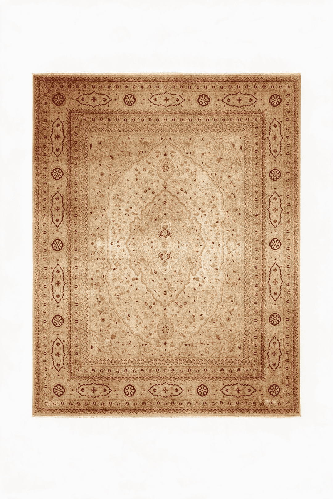 Wheat gold medallion Chobi rug, 242×294cm, about 4.5 tatami