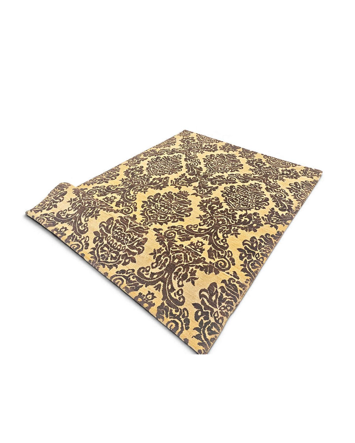 Hand-knotted Afghan Gabbeh rug in gold wool