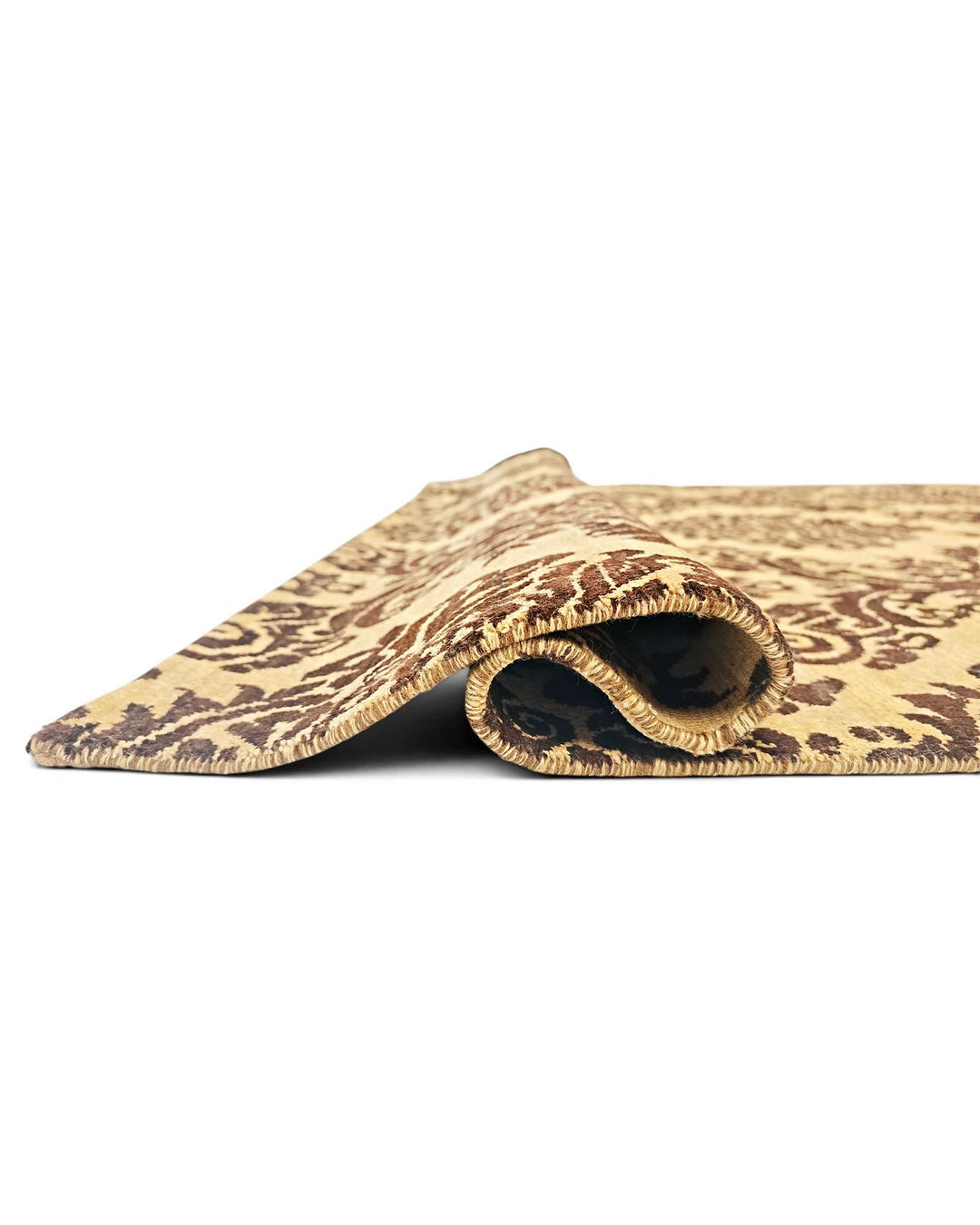 Corner of gold Afghan Gabbeh hand-knotted rug
