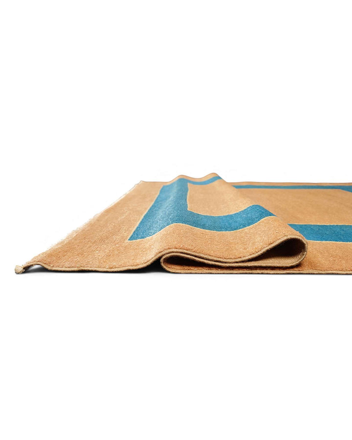Hand-knotted Afghan Gabbeh rug in peacock blue wool