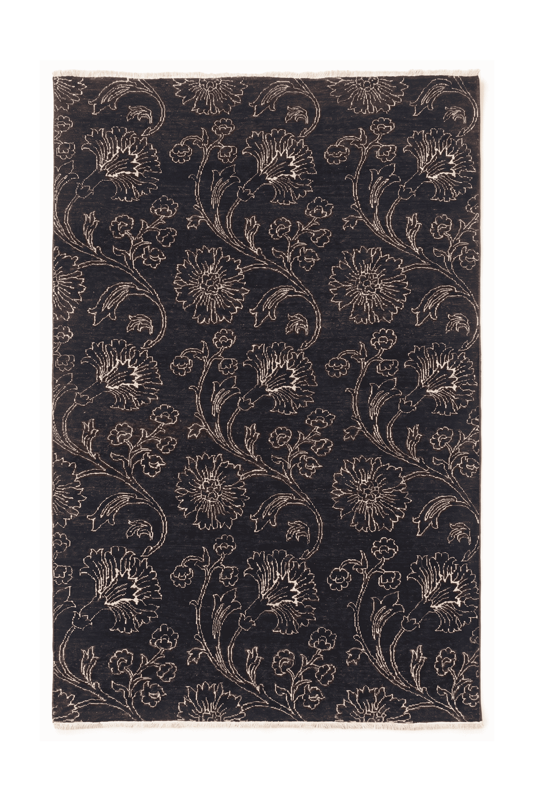 Midnight floral Afghan Gabbeh rug, hand-knotted wool