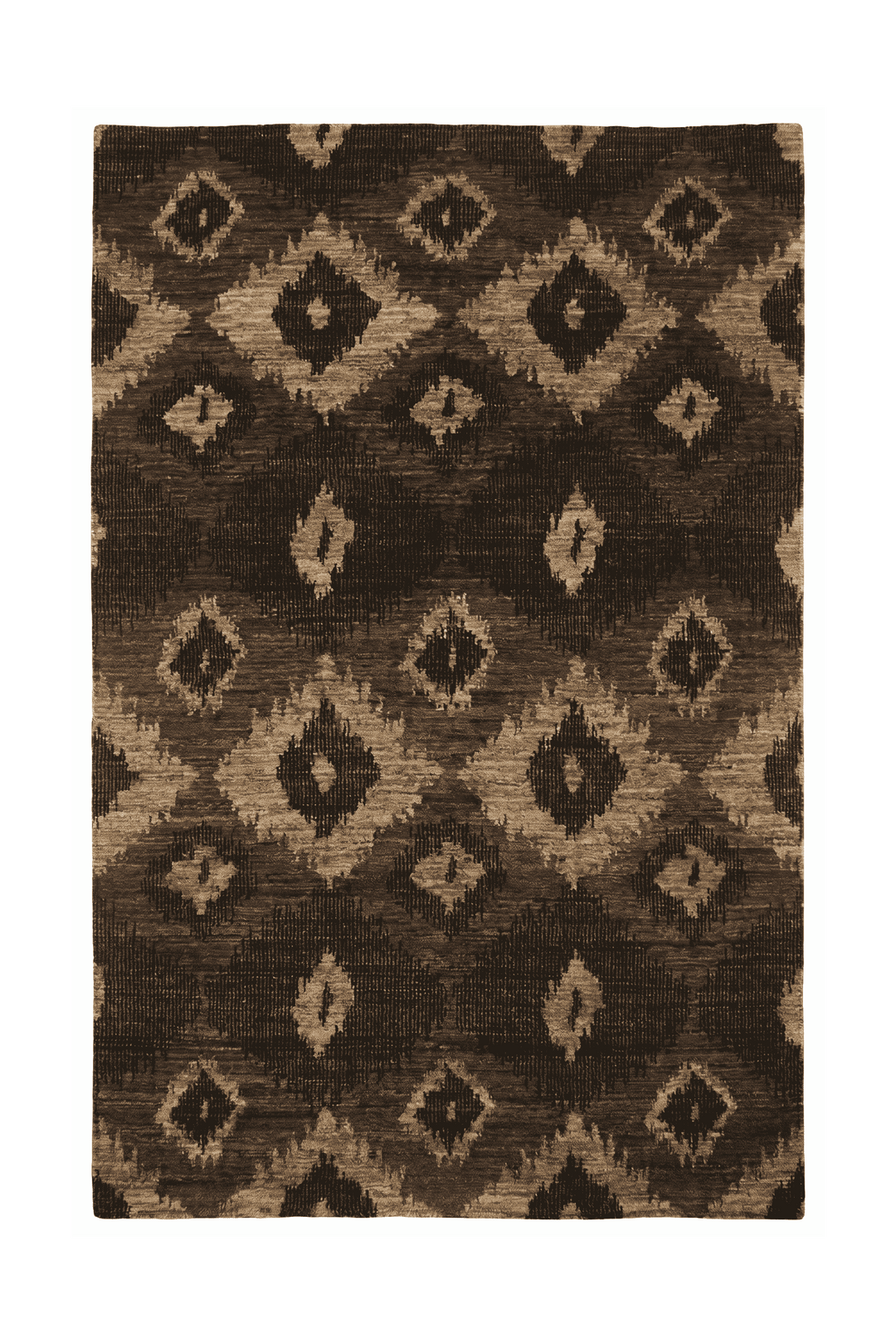 Bronze ikat Afghan Gabbeh rug, hand-knotted wool