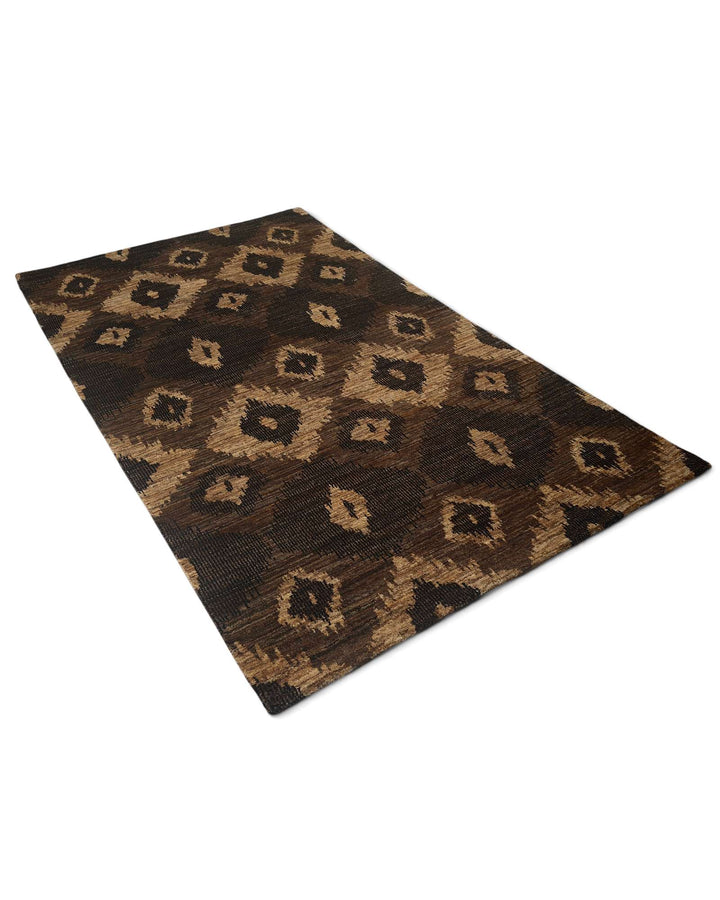 One-of-a-kind bronze ikat Afghan Gabbeh rug