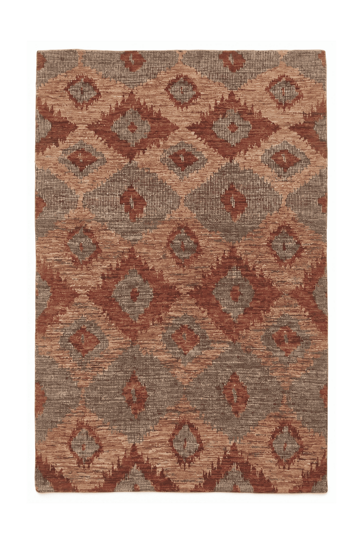 Sienna orange ikat Afghan Gabbeh rug, hand-knotted wool