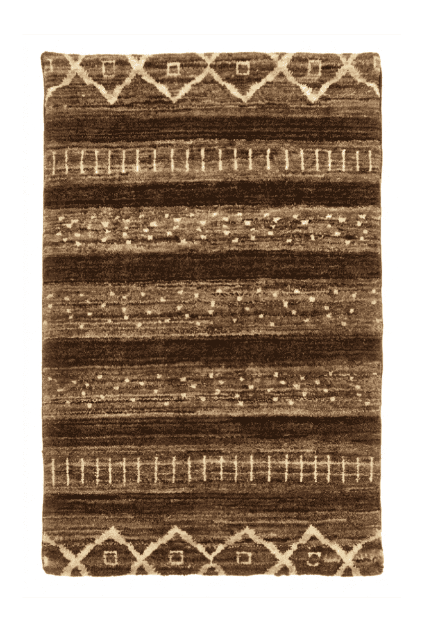 Brown tribal diamond Afghan Gabbeh rug, hand-knotted wool