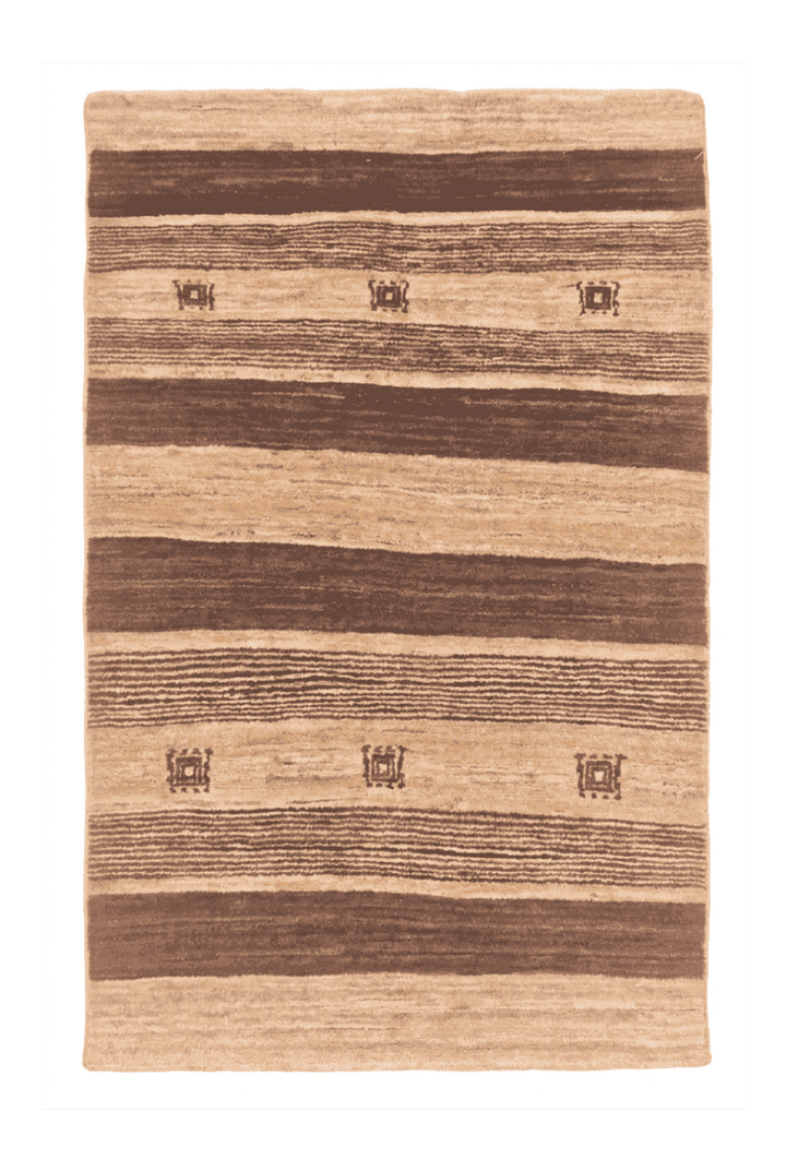 Brown and cream banded Afghan Gabbeh rug, hand-knotted wool