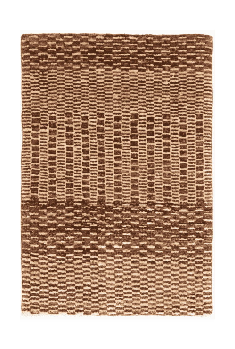 Brown checkerboard Afghan Gabbeh rug, hand-knotted wool