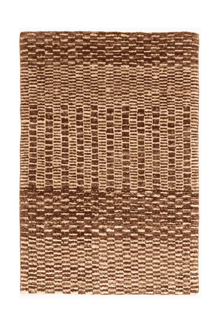 Brown checkerboard Afghan Gabbeh rug, hand-knotted wool