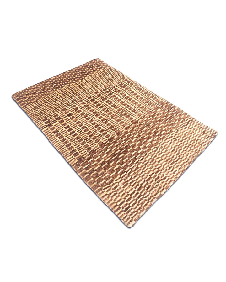 Brown checkerboard Afghan Gabbeh rug, Afghanistan craftsmanship