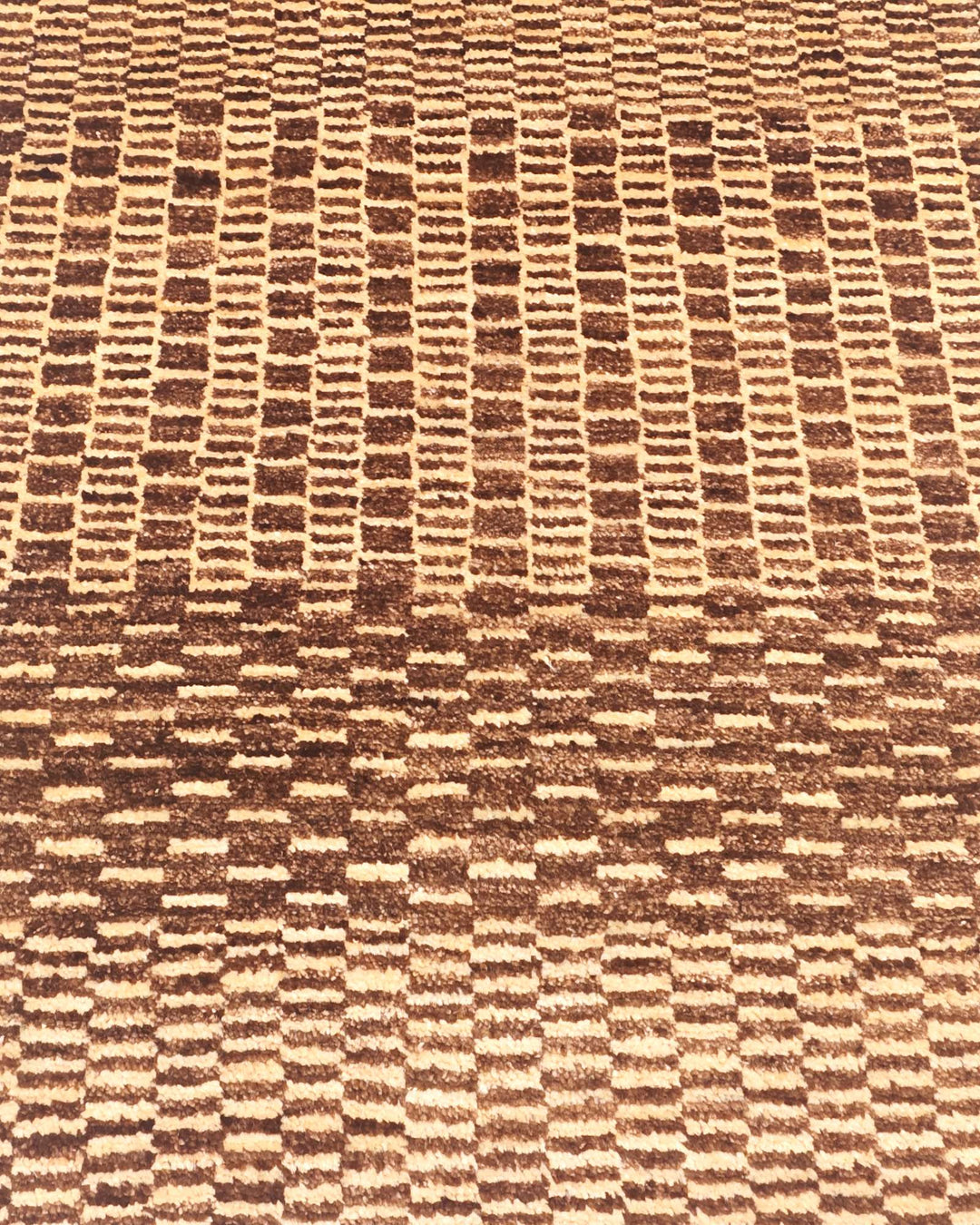 Hand-knotted Afghan Gabbeh rug with brown checkerboard field